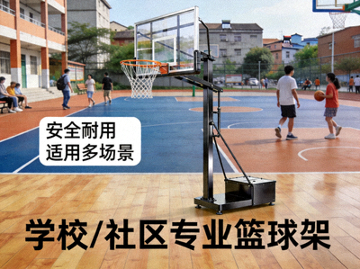 专业篮球架，适用于学校和社区场馆